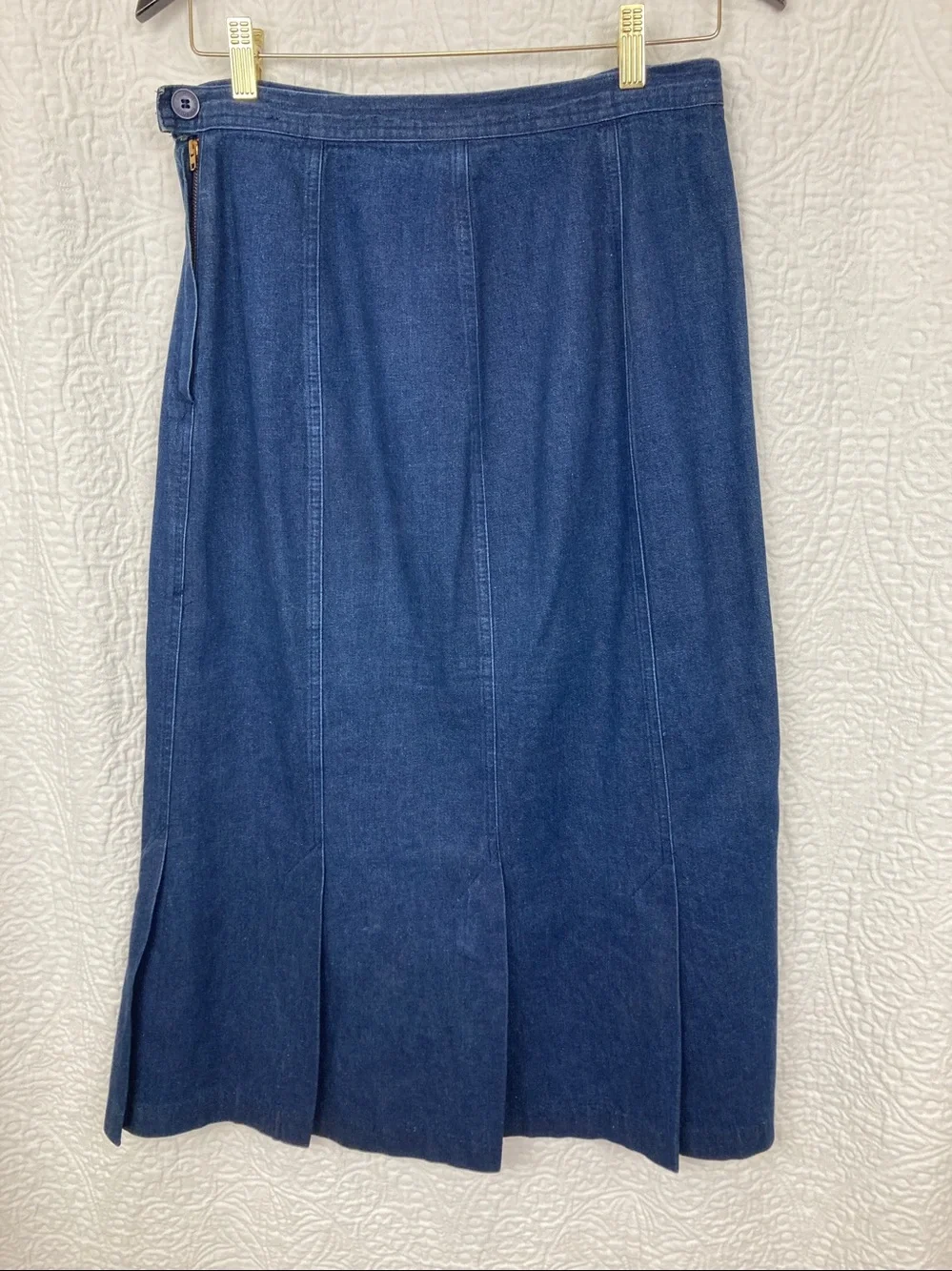 VTG Cherokee Women’s Pleated Denim Skirt sz 12 USA